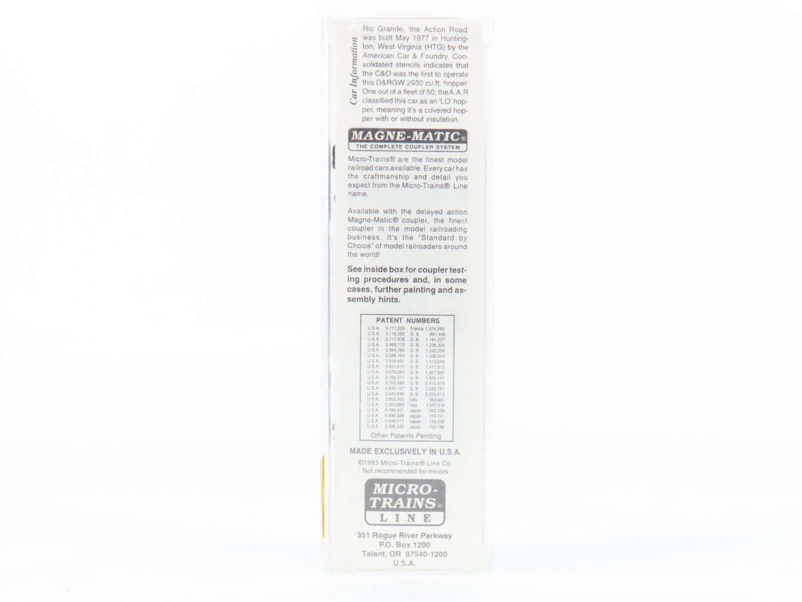 N Scale Micro-Trains 92020 D&RGW Rio Grande 2-Bay Covered Hopper 10099 RTR