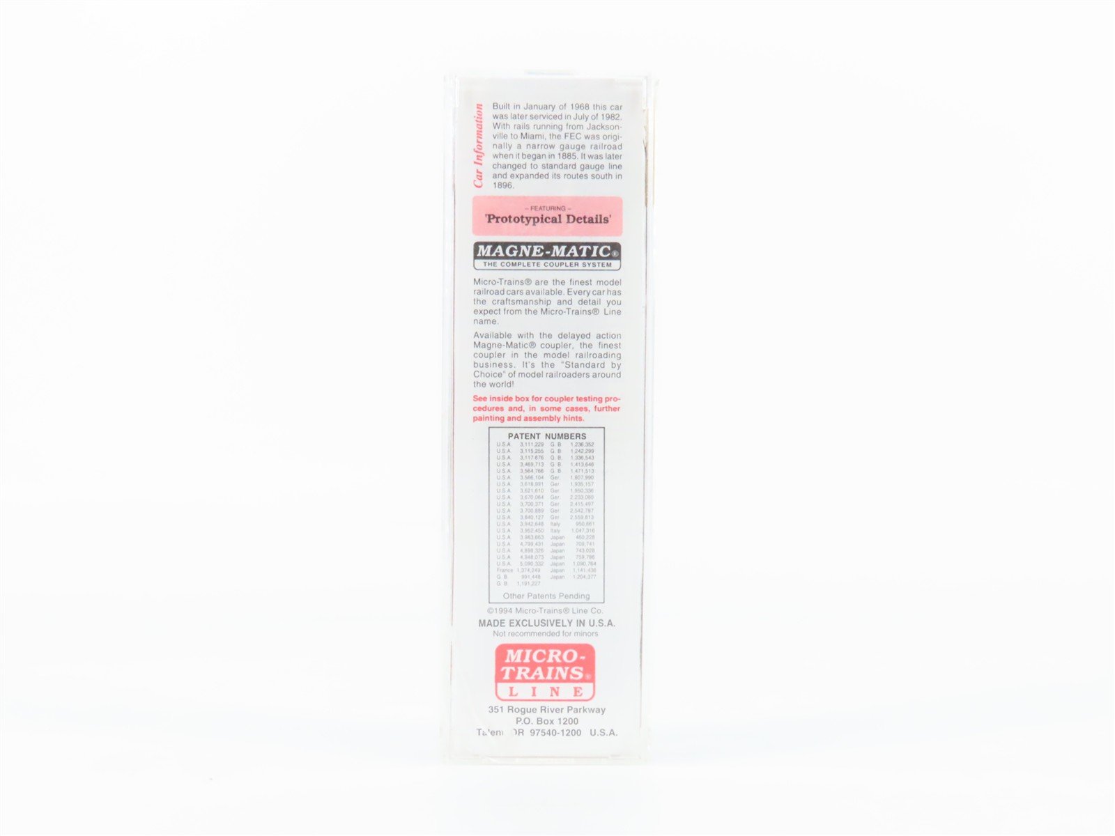 N Scale Micro-Trains 36060 FEC Florida East Coast 50' Box Car 5027 RTR