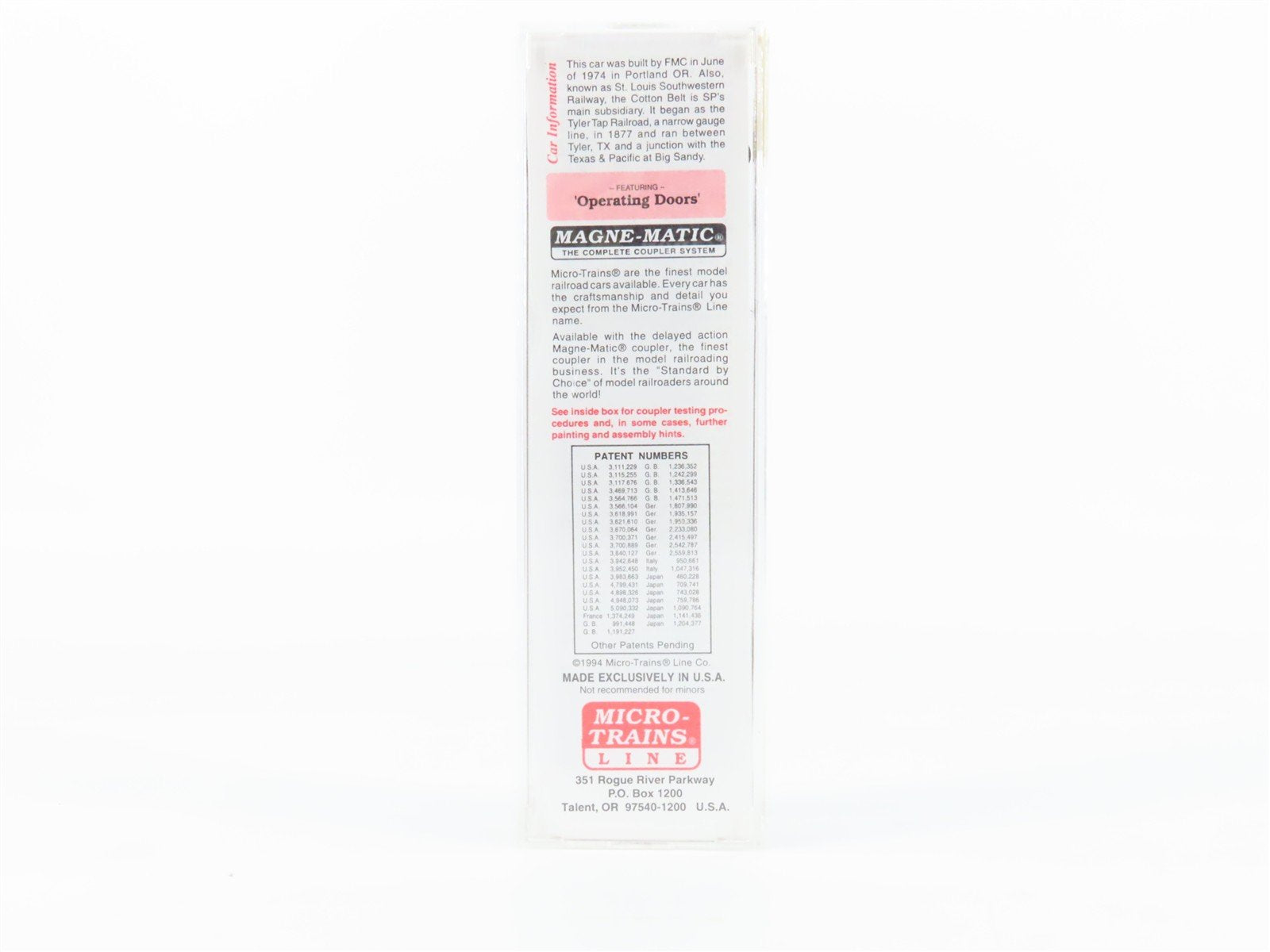 N Scale Micro-Trains 30060 SSW Cotton Belt 50' Box Car 67317 RTR