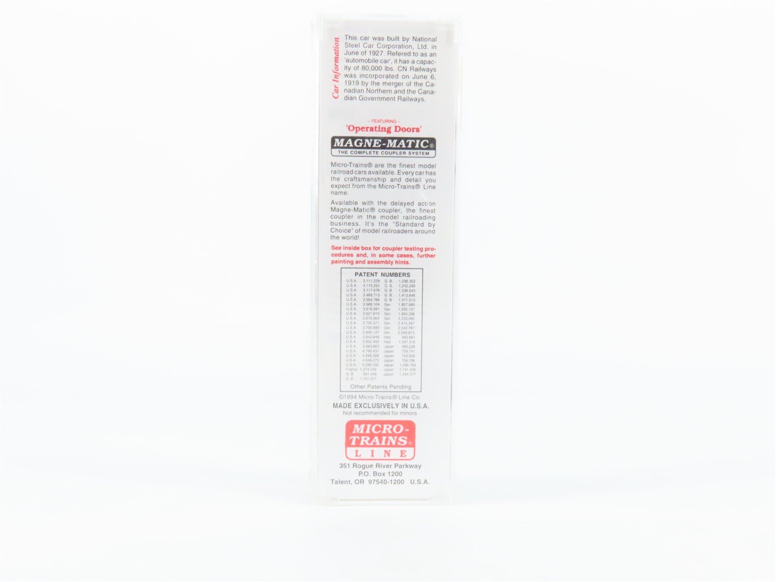 N Scale Micro-Trains 29070 CN Canadian National 40' Outside Braced Box Car RTR