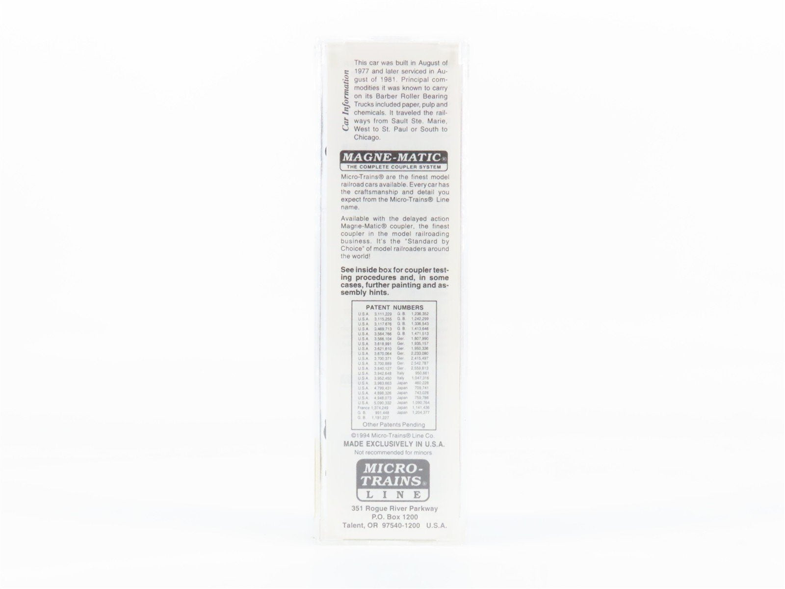 N Scale Micro-Trains 27200 WC Wisconsin Central 50' Box Car 27102 RTR