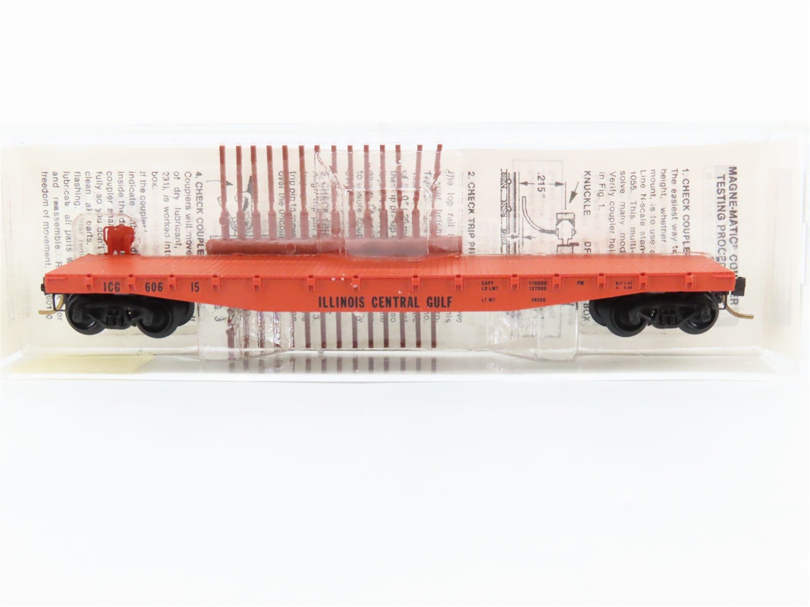 N Scale Micro-Trains 45010 ICG Illinois Central Gulf 50' Flat Car 60615 RTR