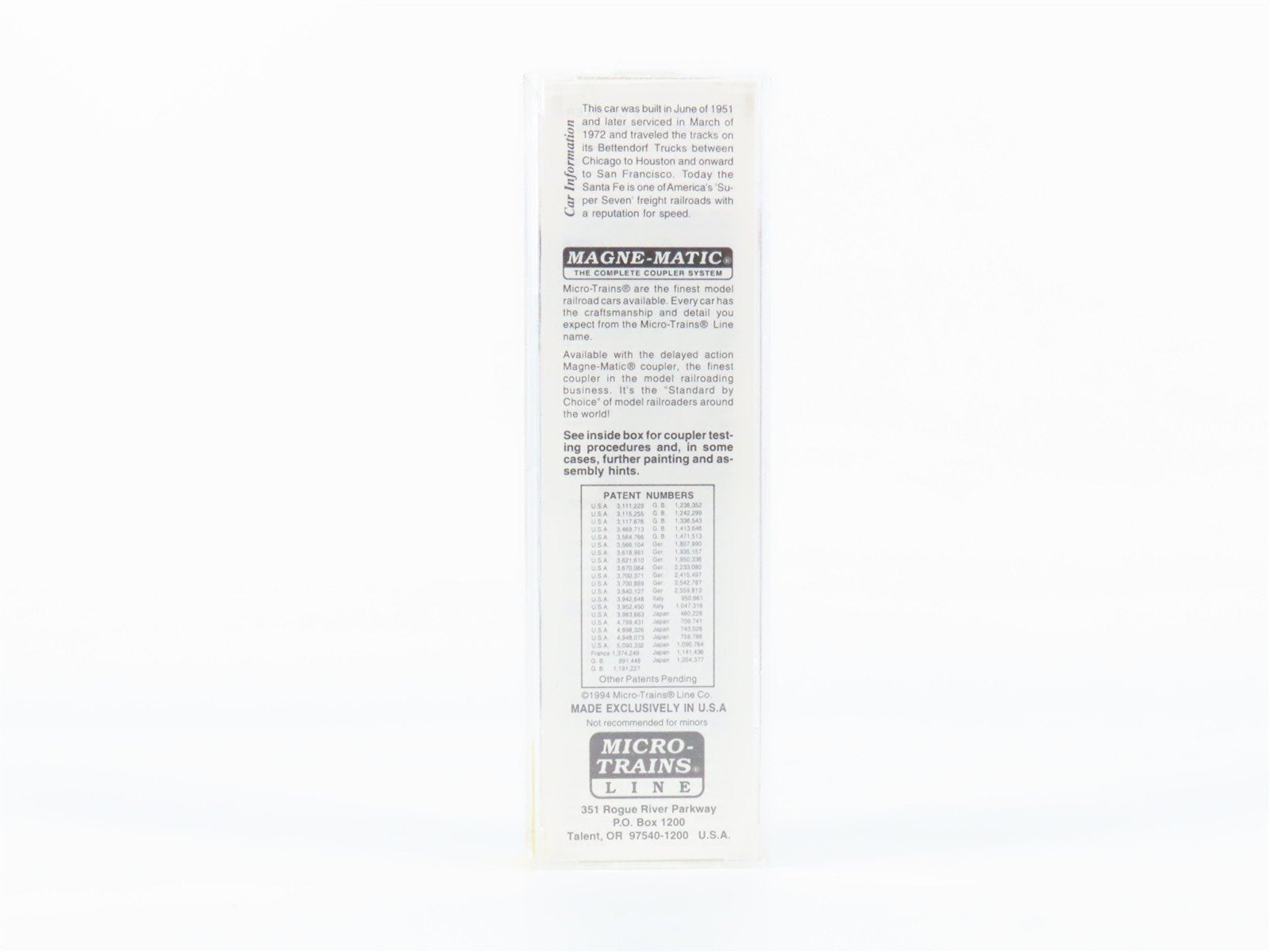 N Scale Micro-Trains 21110 ATSF Santa Fe 40' Box Car 149968 RTR