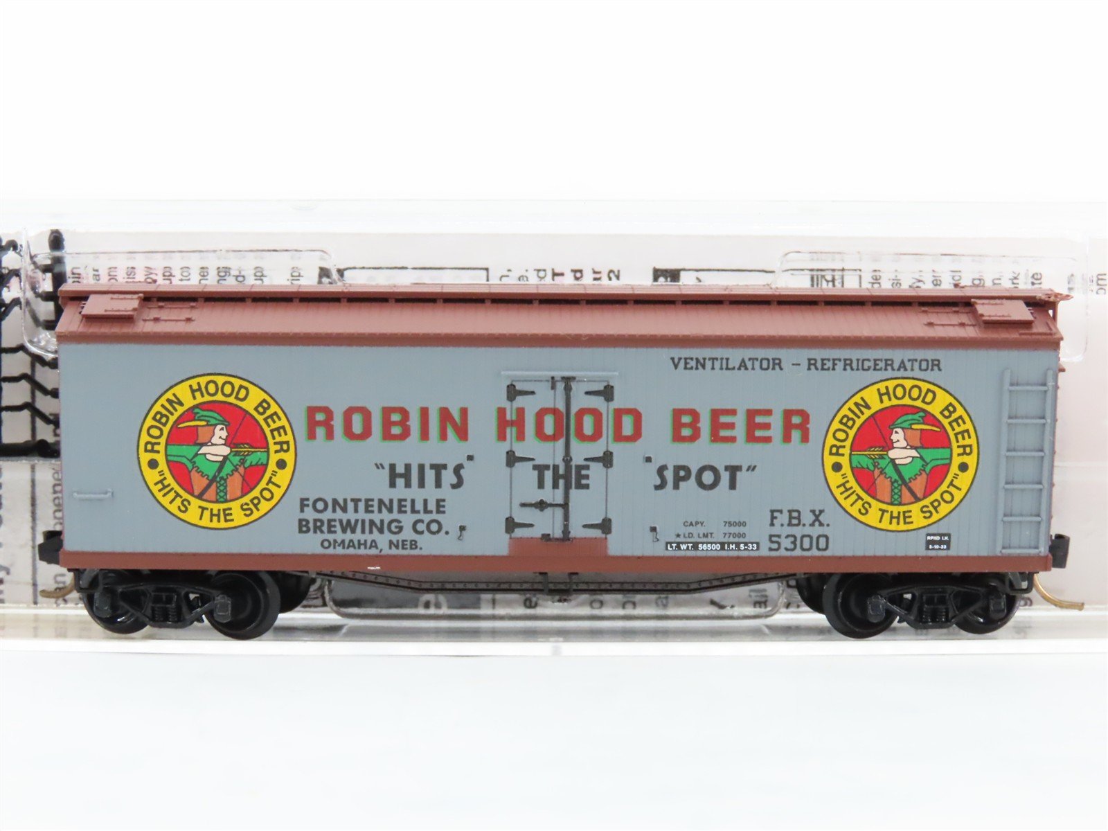 N Scale Micro-Trains 49450 FBX Fontenelle Brewing Co. 40' Beer Reefer 5300 RTR