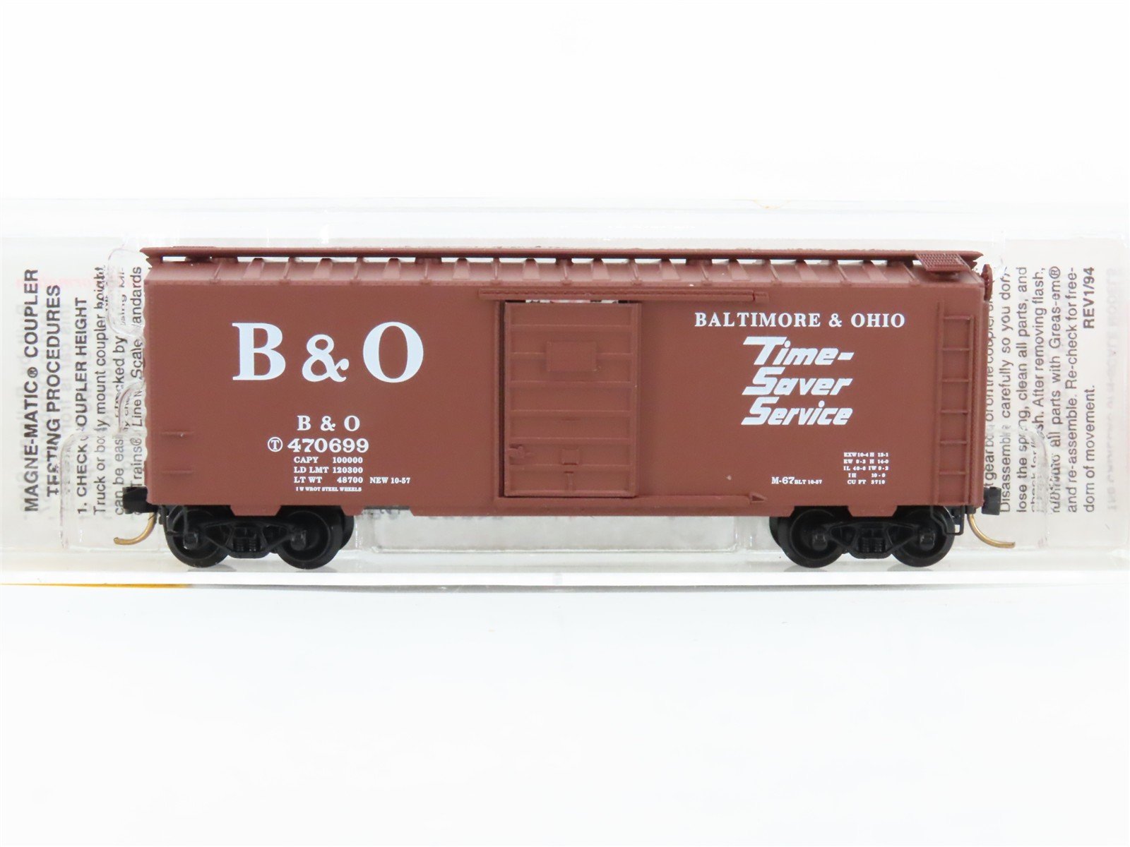 N Scale Micro-Trains 20346/1 B&O Baltimore & Ohio 40' Box Car 470699 RTR