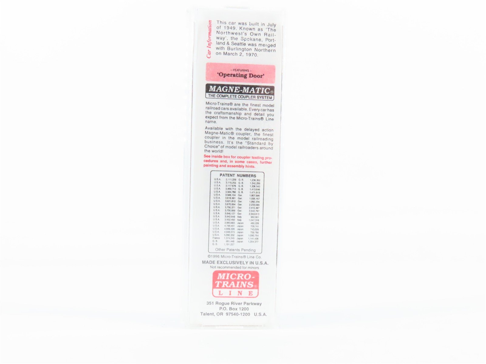 N Scale Micro-Trains 20246 Spokane, Portland & Seattle 40' Box Car RTR