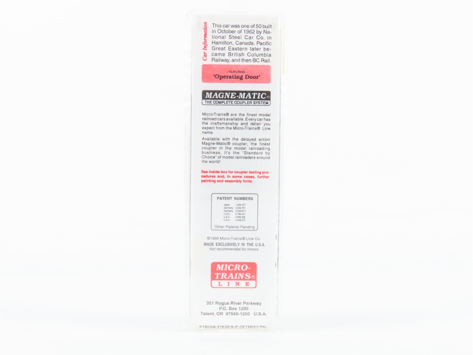 N Scale Micro-Trains 22070 PGE Pacific Great Eastern 40' Box Car 4942 RTR