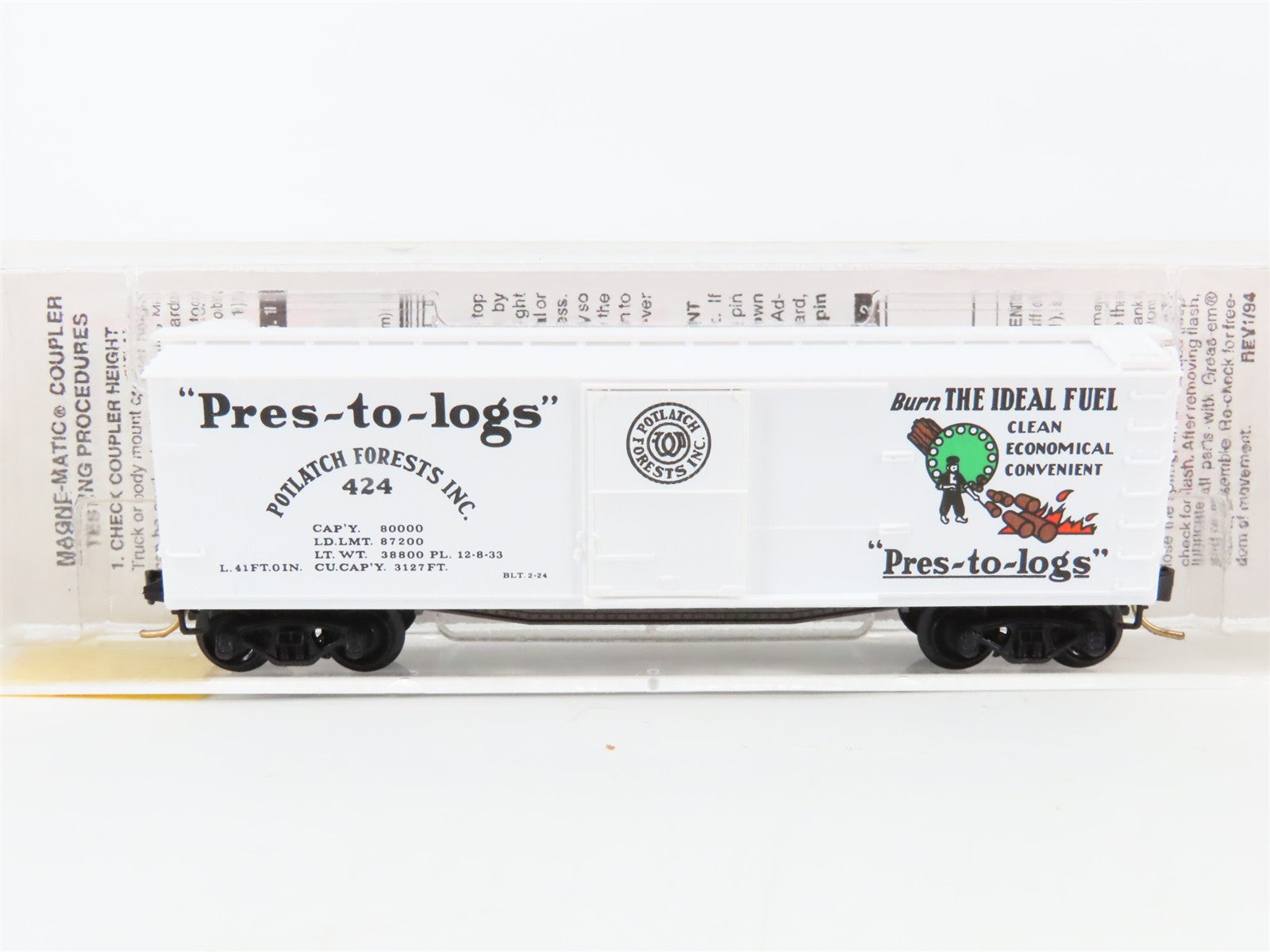 N Scale Micro-Trains 42060 PFI Potlatch Forests Inc. 40' Box Car 424 RTR