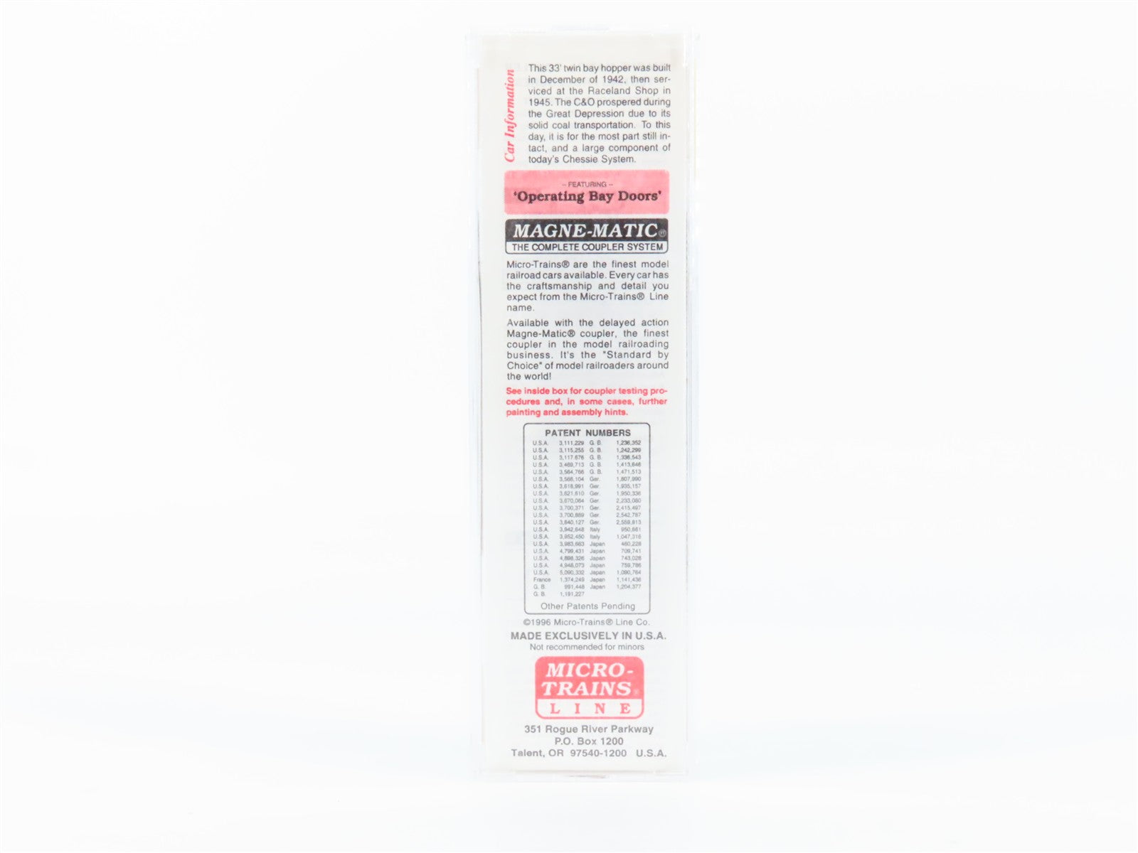 N Scale Micro-Trains 57070 C&O Chesapeake & Ohio 33' 2-Bay Hopper 55442 RTR