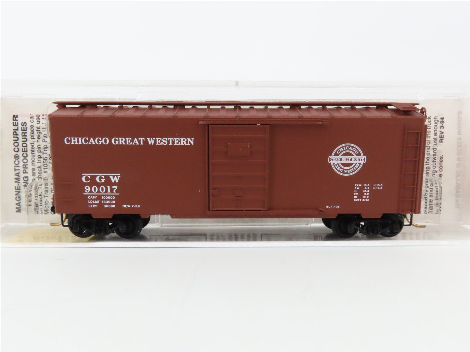 N Scale Micro-Trains 20950 CGW Chicago Great Western 40' Box Car 90017 RTR