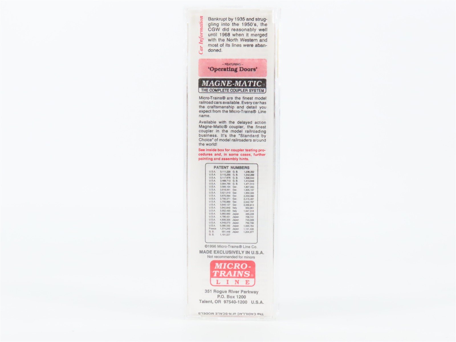 N Scale Micro-Trains 20950 CGW Chicago Great Western 40' Box Car 90017 RTR