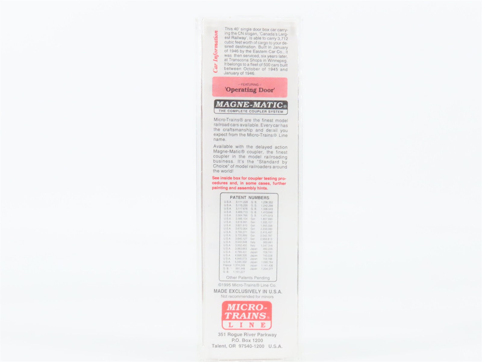 N Scale Micro-Trains 20206 CN Canadian National 40' Box Car 521995 RTR