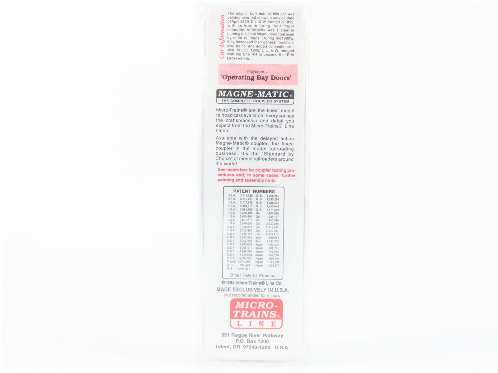 N Scale Micro-Trains 55360 Delaware, Lackawanna & Western 33' 2-Bay Hopper RTR