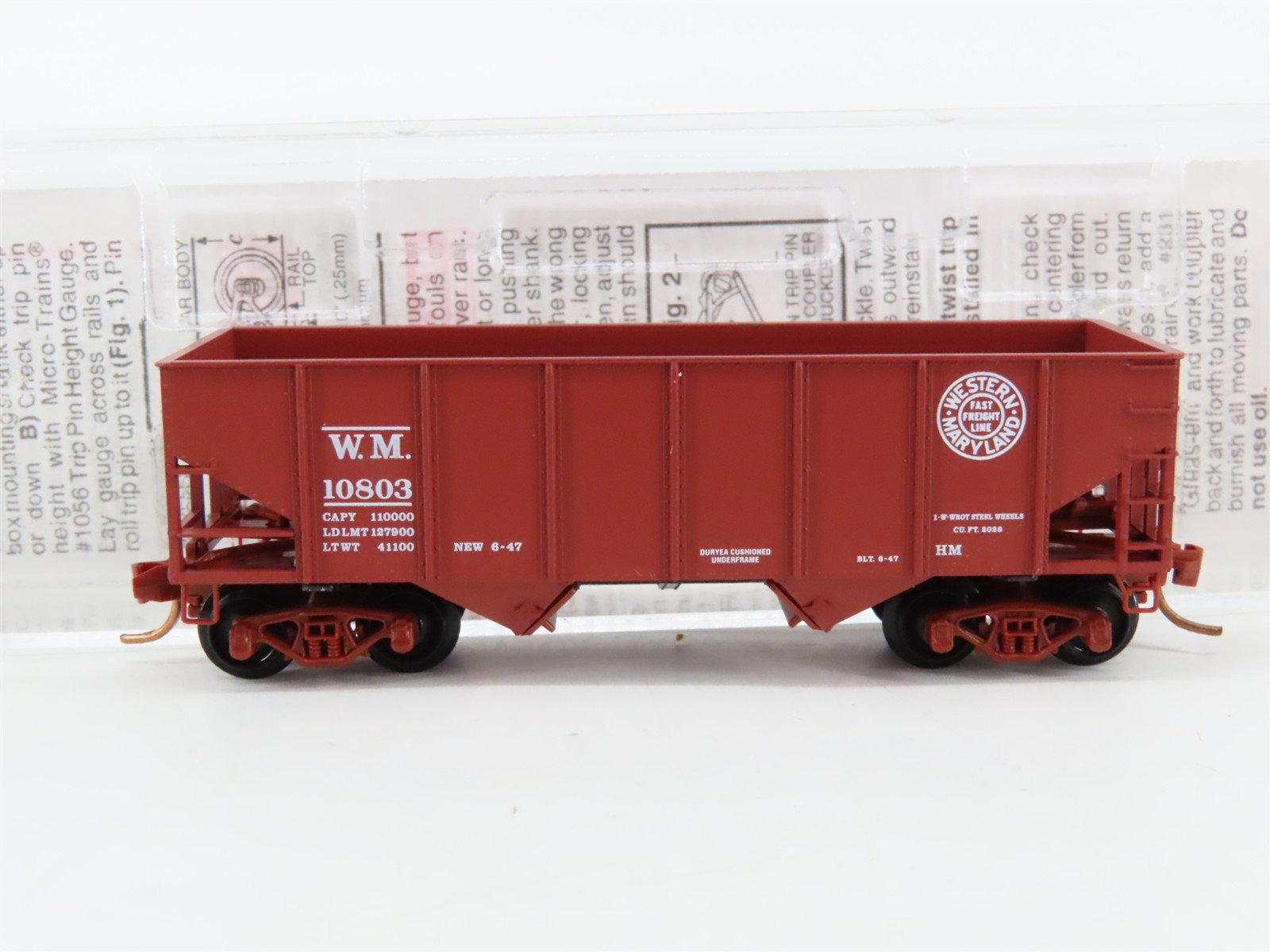 N Scale Micro-Trains 56090 WM Western Maryland 33' 2-Bay Rib Side Hopper RTR