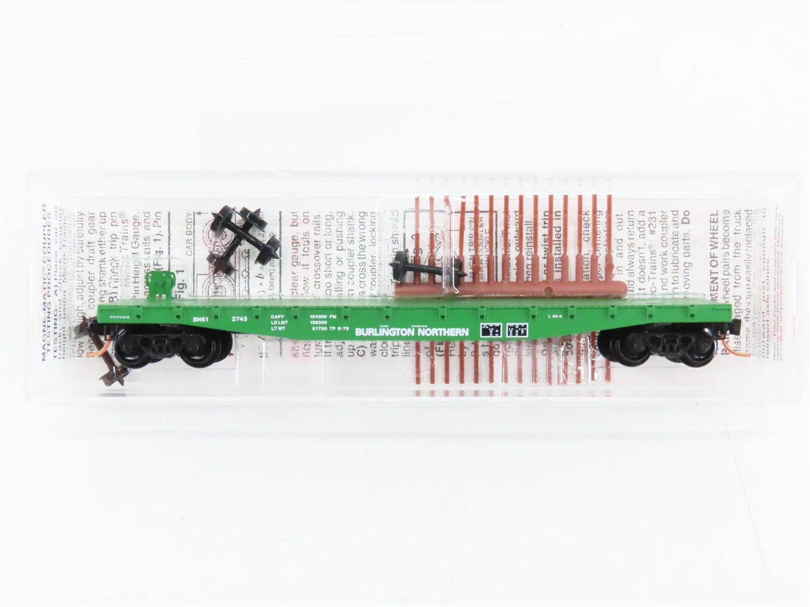 N Scale Micro-Trains 45200 BN Burlington Northern 50' Flat Car 612743 RTR