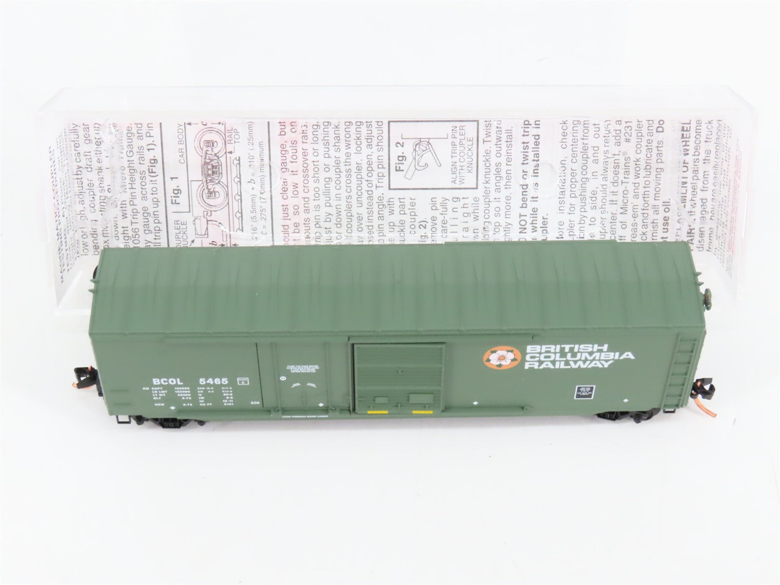 N Scale Micro-Trains 76050 BCOL British Columbia Railway 50' Box Car 5465 RTR