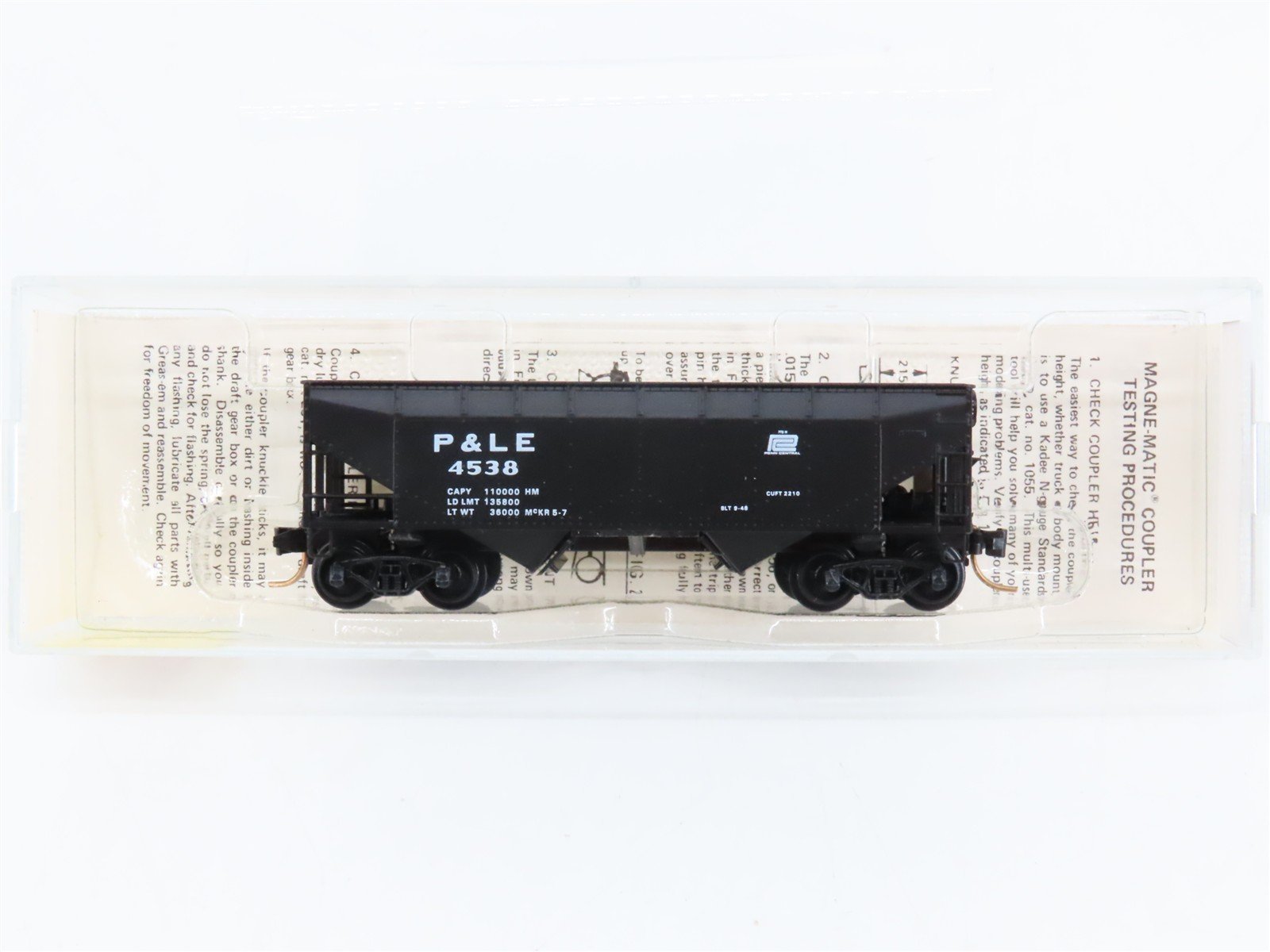 N Scale Micro-Trains 55230 P&LE Pittsburgh & Lake Erie 33' 2-Bay Hopper 4538 RTR