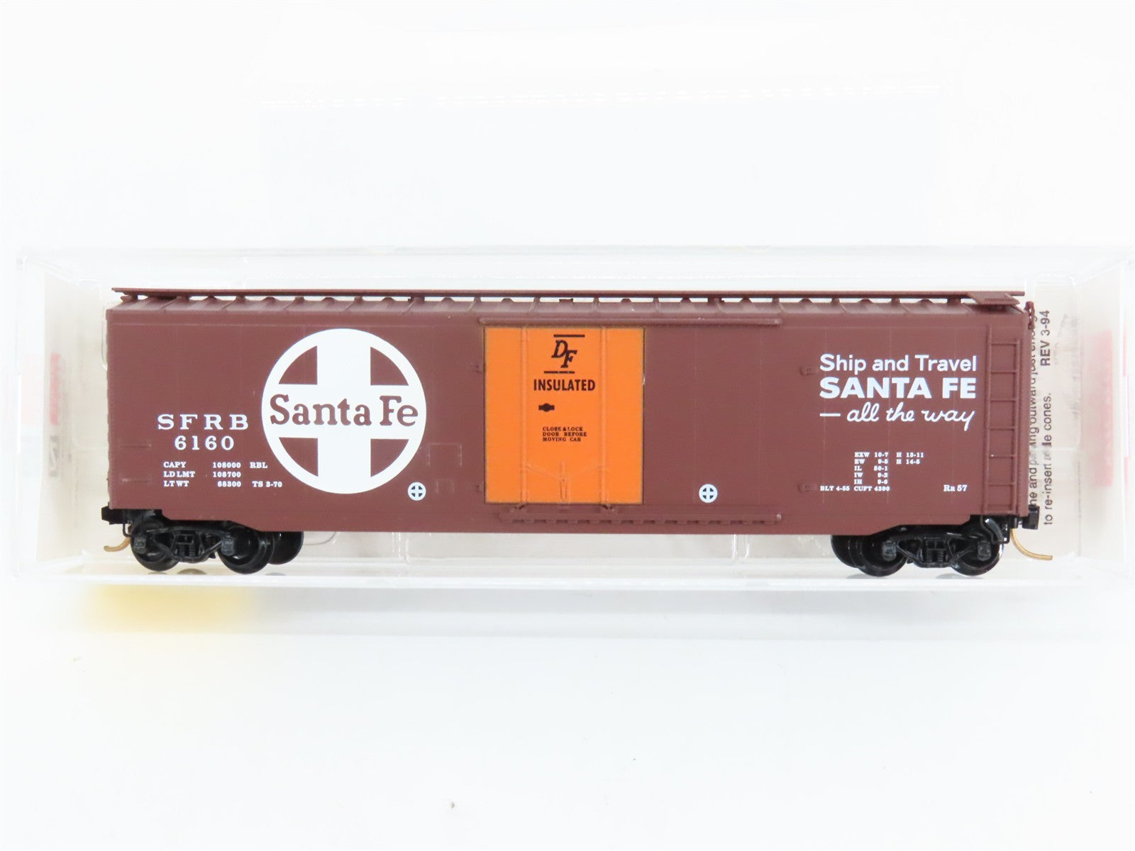 N Scale Micro-Trains 32050/2 SFRB Santa Fe 50' Plug Door Box Car 6160 RTR