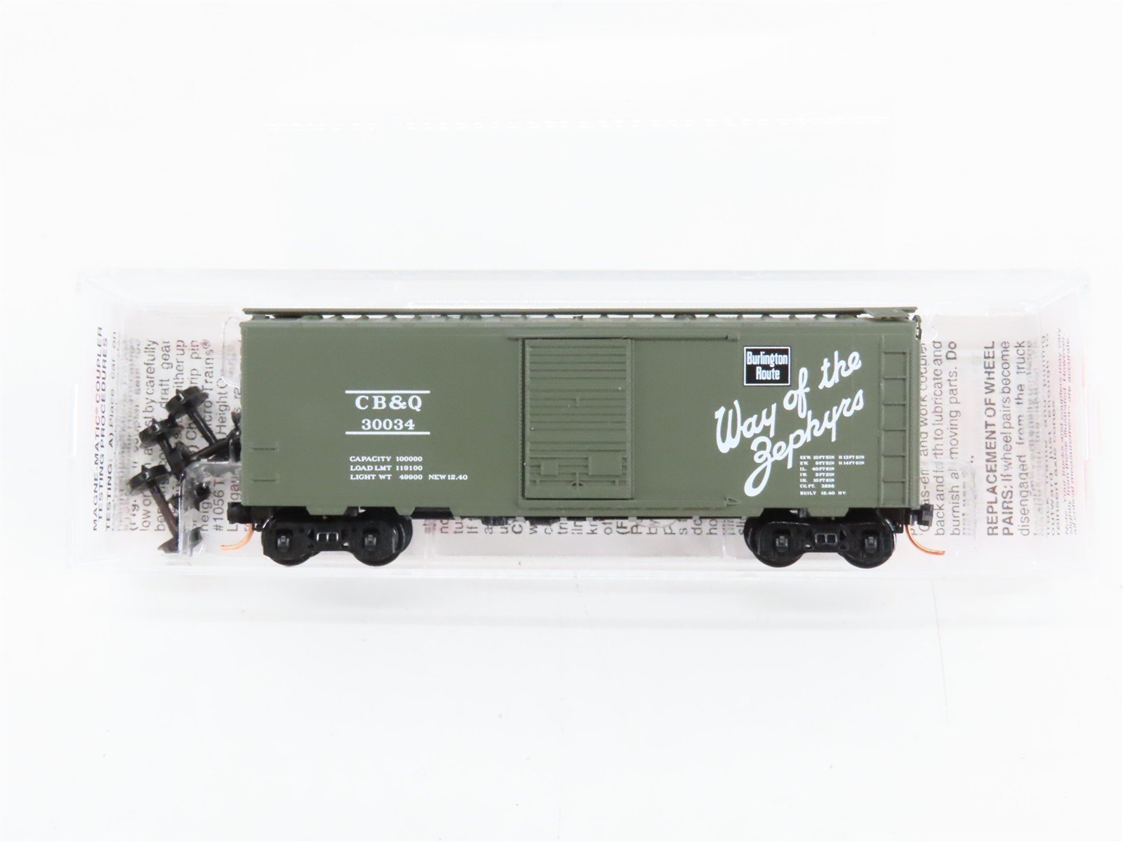 N Scale Micro-Trains 20656 CB&Q Chicago, Burlington & Quincy 40' Box Car RTR