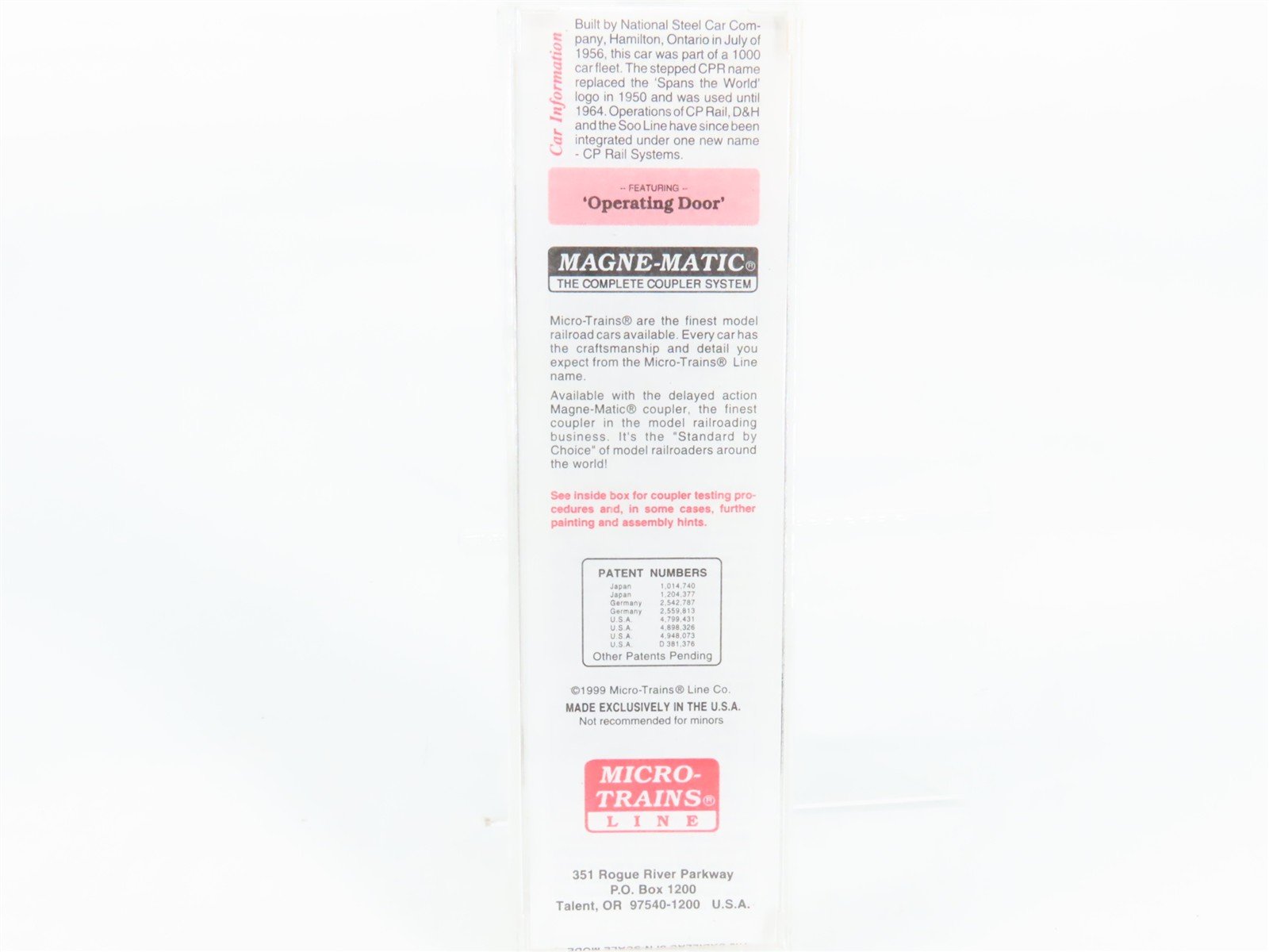 N Scale Micro-Trains 20436/2 CP Canadian Pacific 40' Box Car 51059 RTR