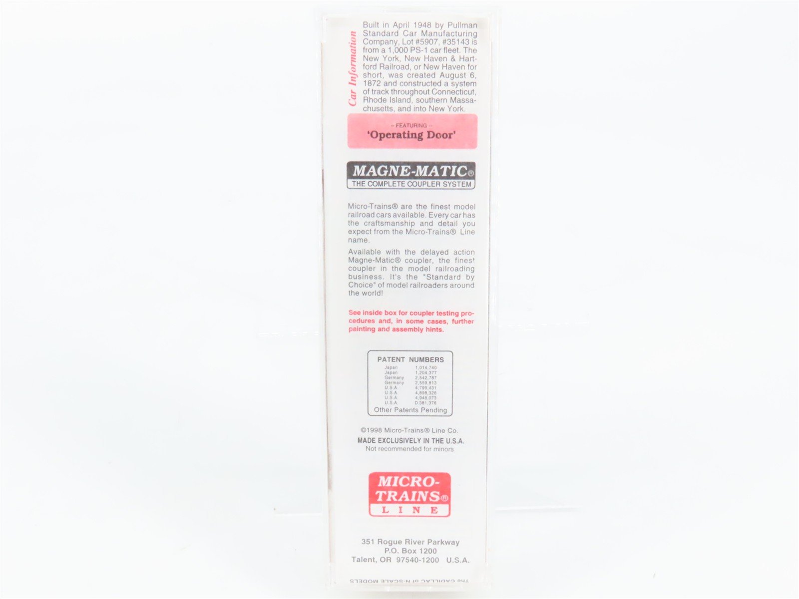 N Scale Micro-Trains 20029 New York, New Haven & Hartford 40' Box Car RTR