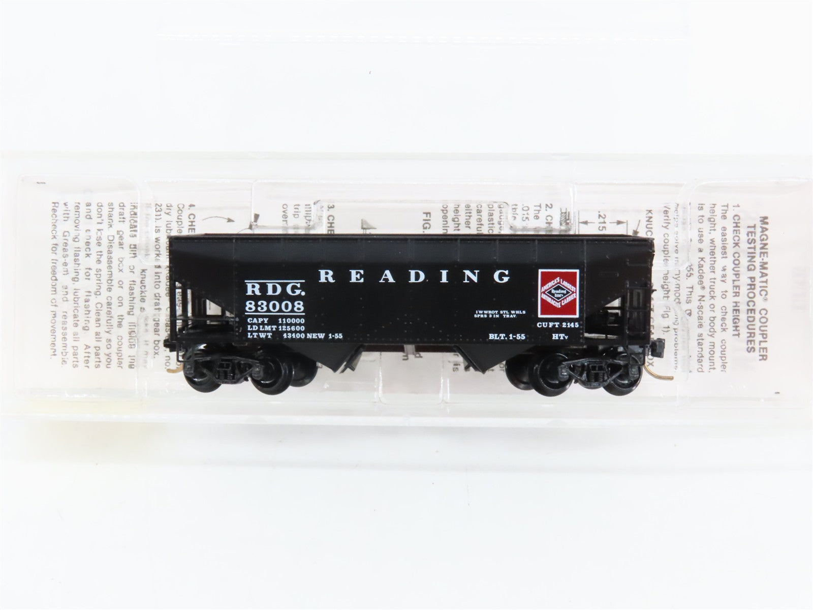 N Scale Micro-Trains 55310 RDG Reading 33' 2-Bay Hopper 83008 RTR