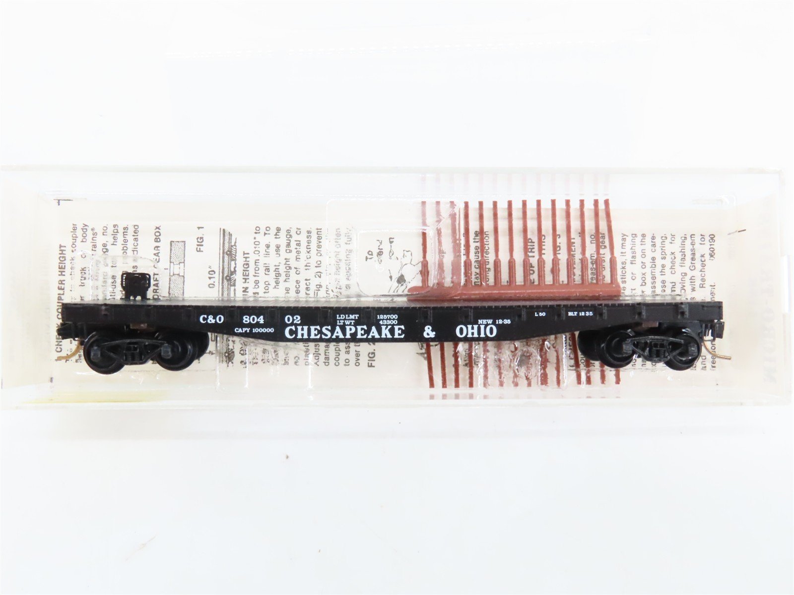 N Scale Micro-Trains 45100 C&O Chesapeake & Ohio 50' Fishbelly Side Flat Car RTR