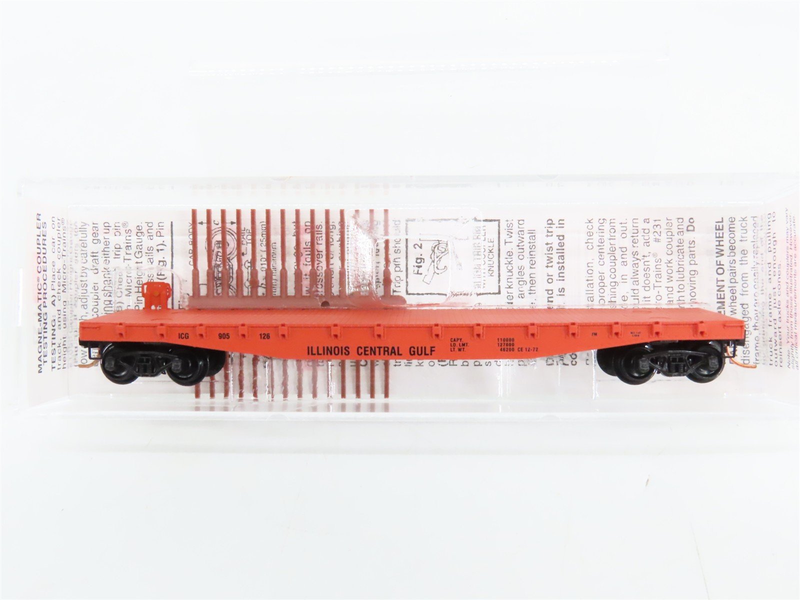 N Scale Micro-Trains 45010 ICG Illinois Central Gulf 50' Flat Car 905126 RTR