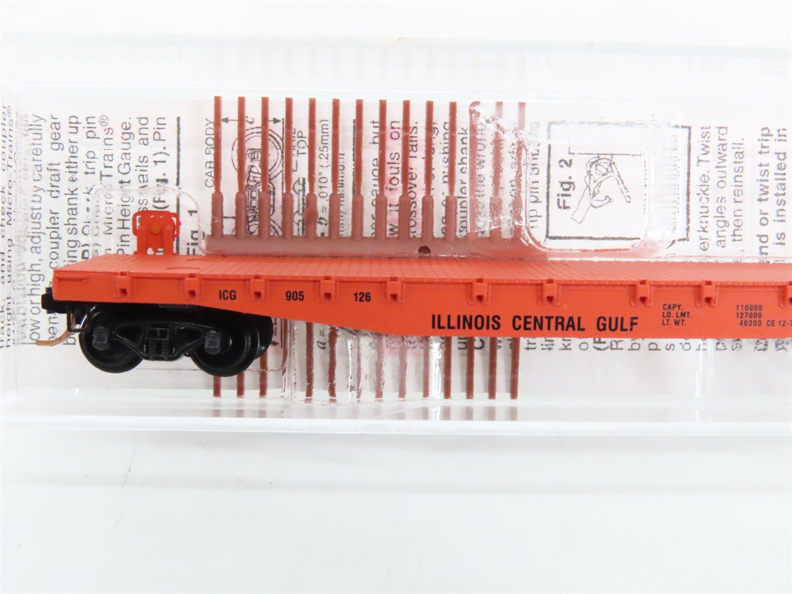 N Scale Micro-Trains 45010 ICG Illinois Central Gulf 50' Flat Car 905126 RTR