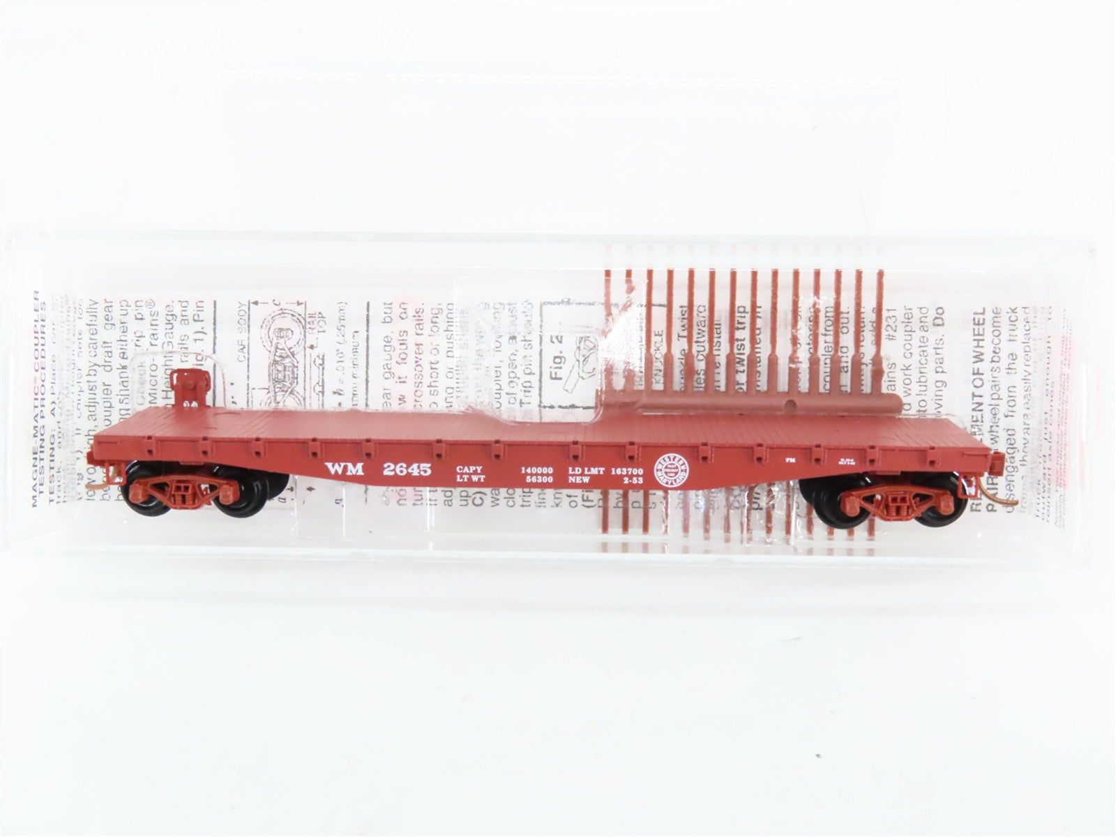 N Scale Micro-Trains 45160 WM Western Maryland 50' Fishbelly Flat Car 2645 RTR
