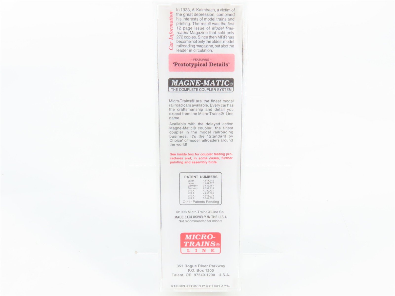 N Scale Micro-Trains 32360 MR Model Railroader 50' Plug Door Box Car 346599 RTR