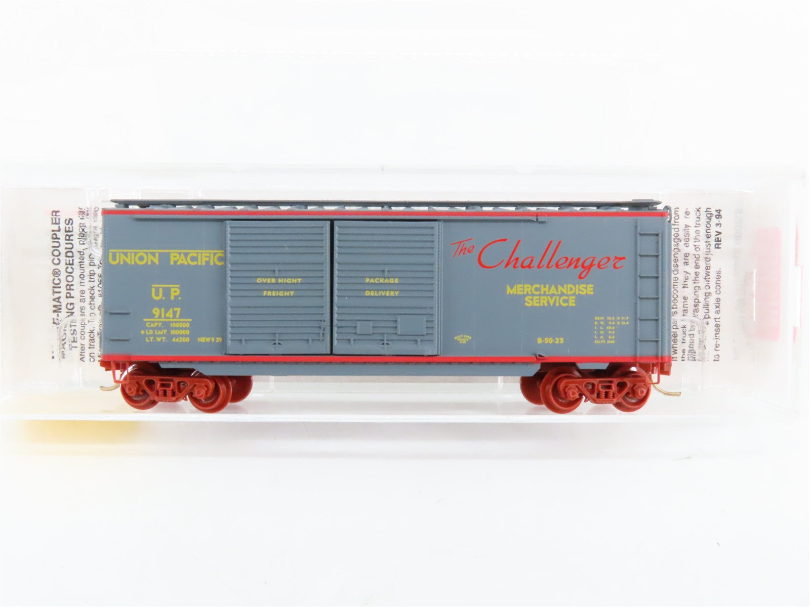 N Scale Micro-Trains 23230 UP Union Pacific 40' Double Door Box Car 9147 RTR
