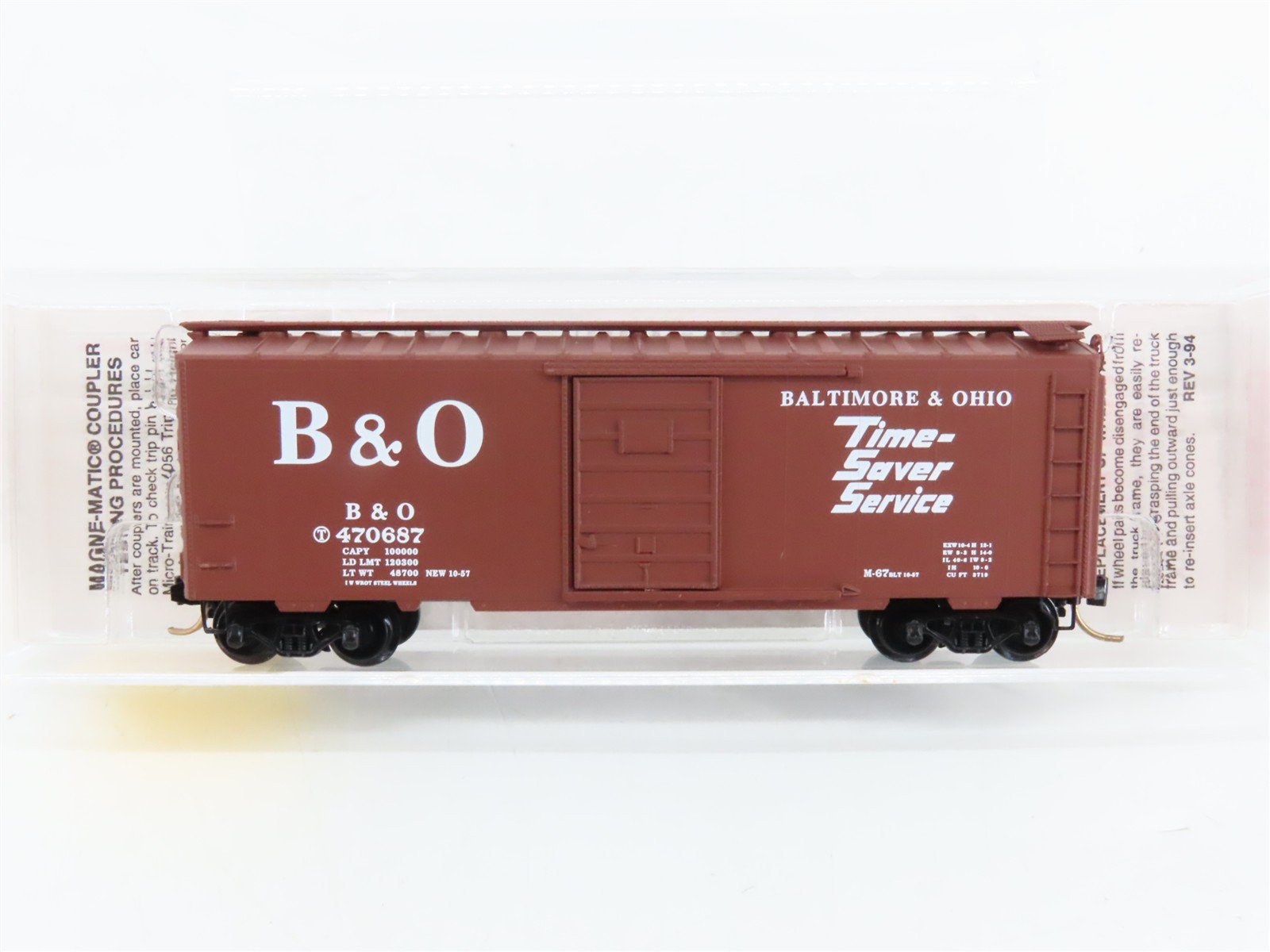 N Scale Micro-Trains 20346 B&O Baltimore & Ohio 40' Box Car 470687 RTR