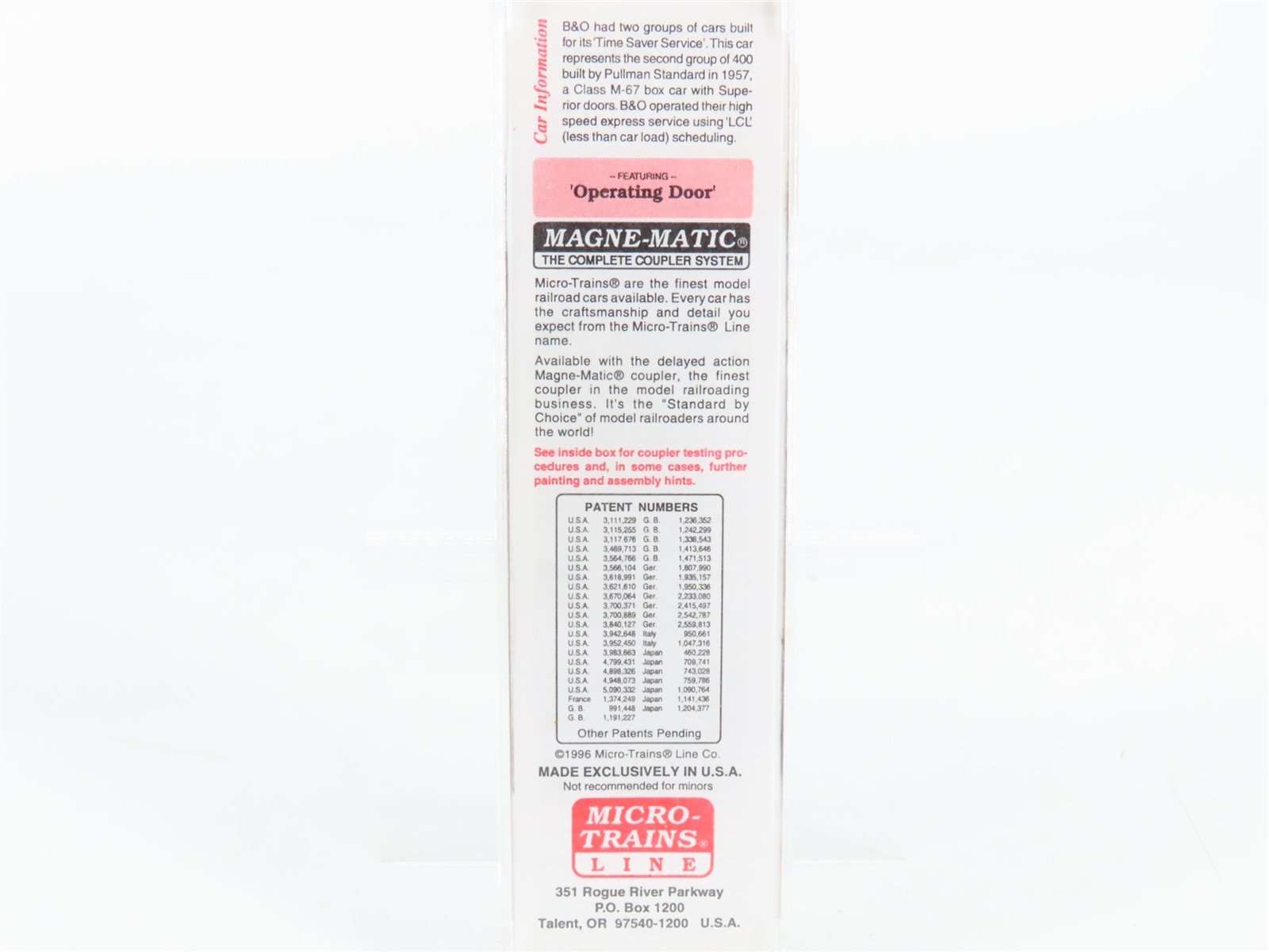 N Scale Micro-Trains 20346 B&O Baltimore & Ohio 40' Box Car 470687 RTR