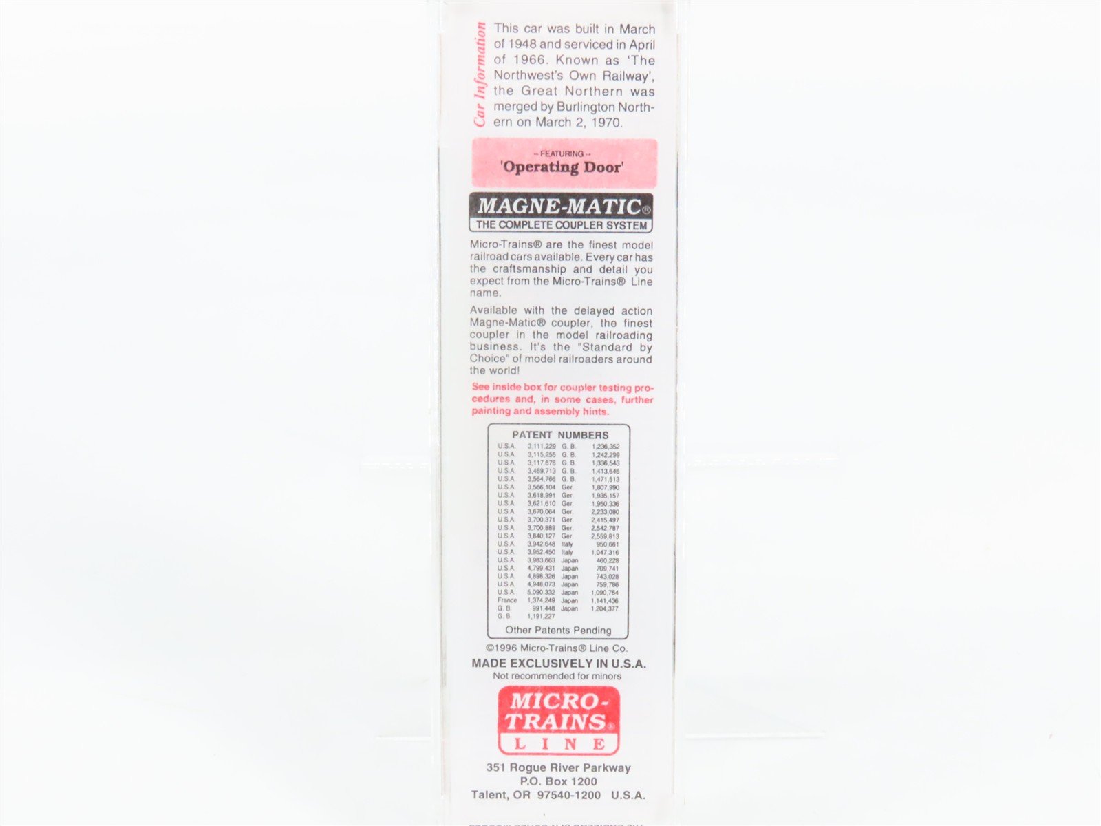 N Scale Micro-Trains 20226 GN Great Northern 40' Single Door Box Car 2533 RTR