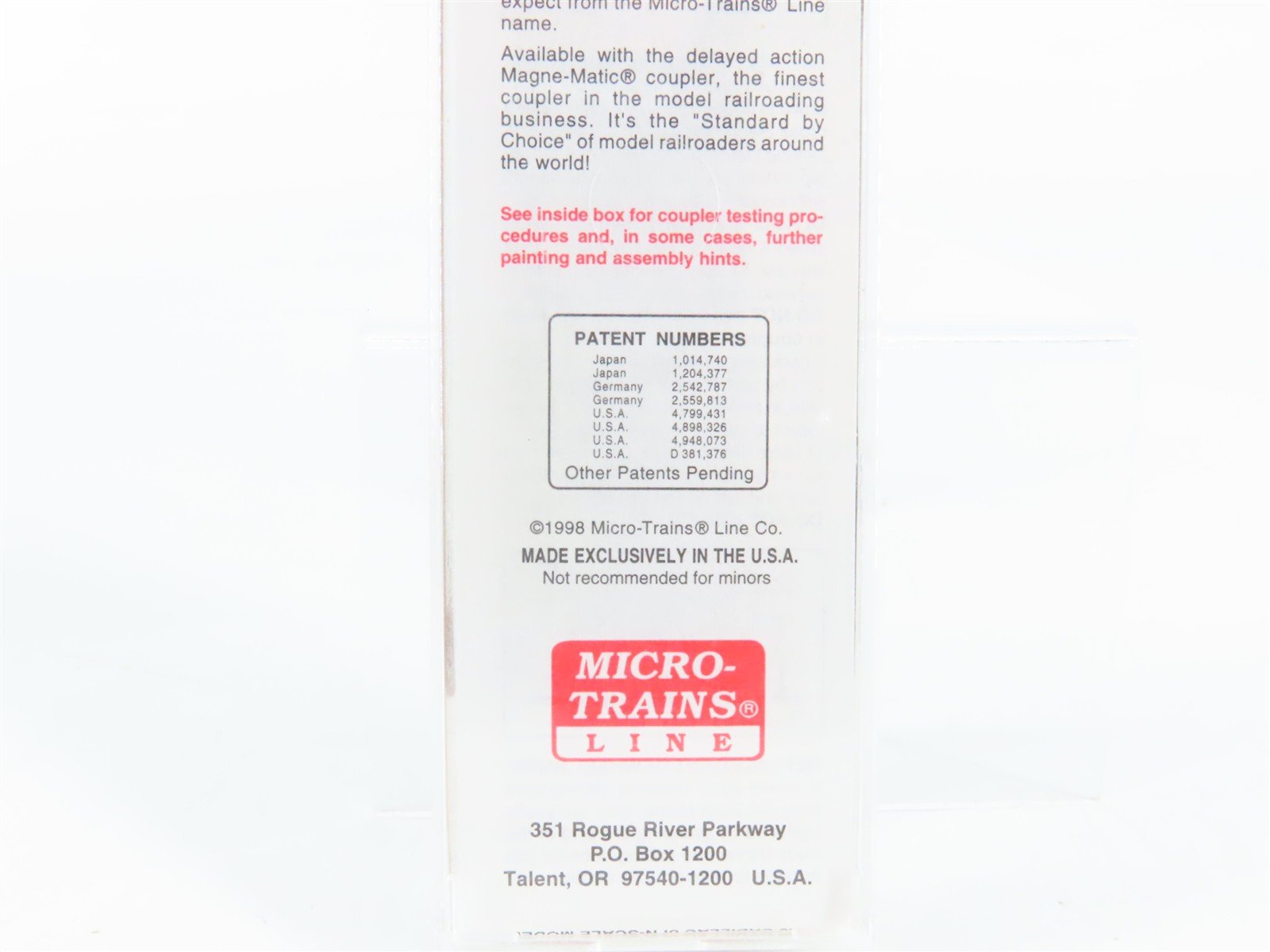 N Scale Micro-Trains 20010 GTW Grand Trunk Western 40' Single Door Box Car RTR