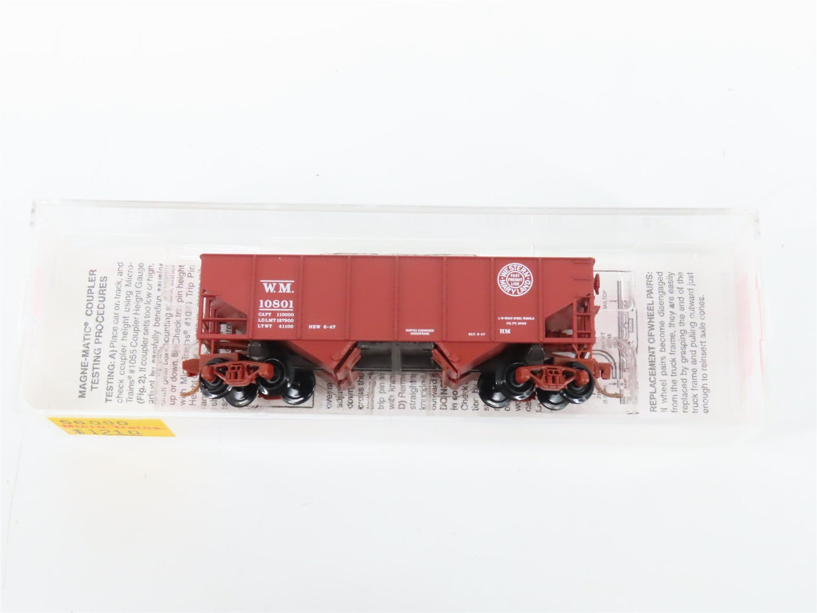 N Scale Micro-Trains 56090 WM Western Maryland 33' 33' Twin Bay Hopper 10801 RTR