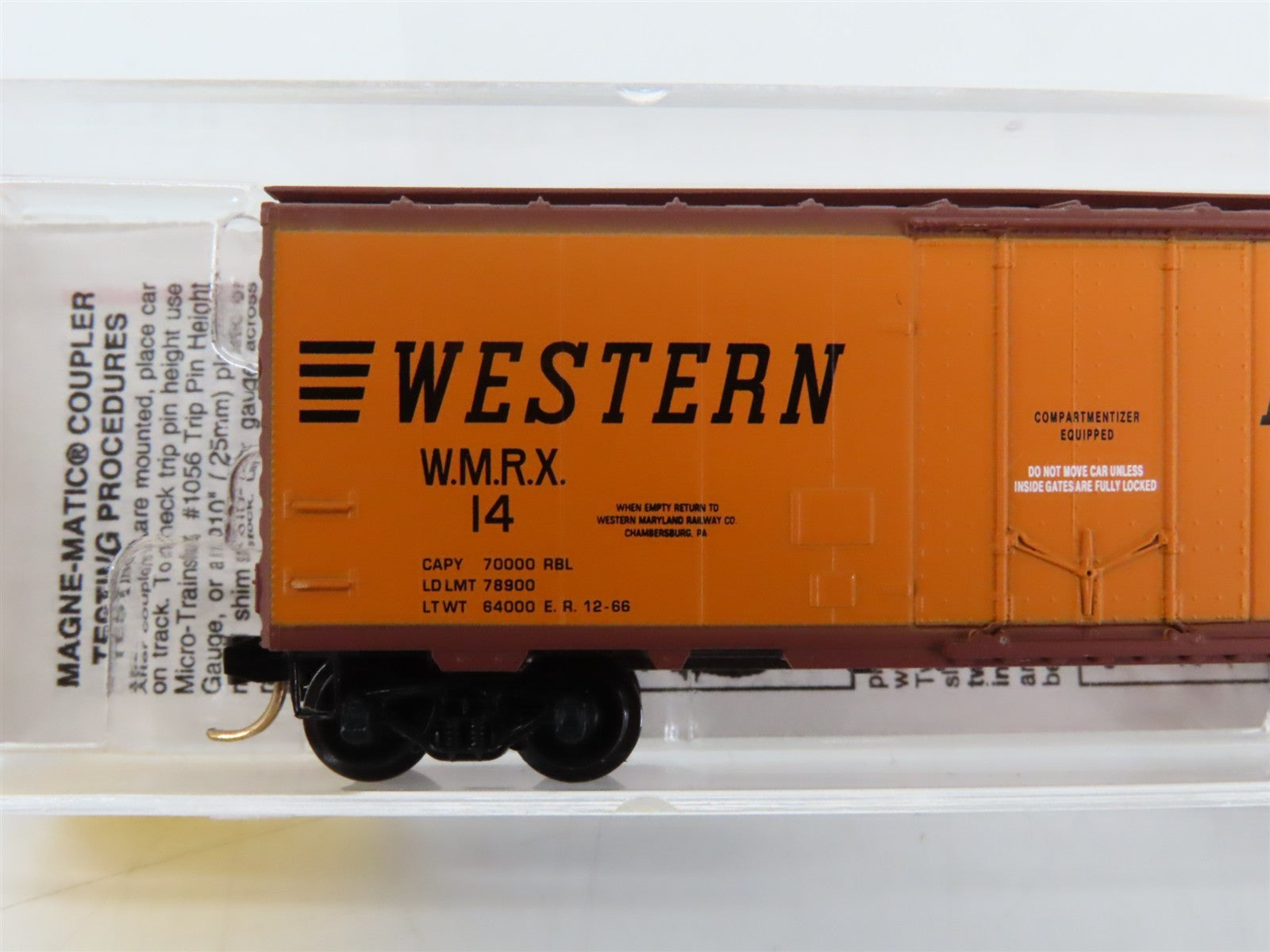 N Scale Micro-Trains 21240 WMRX Western Maryland 40' Plug Door Box Car 14 RTR