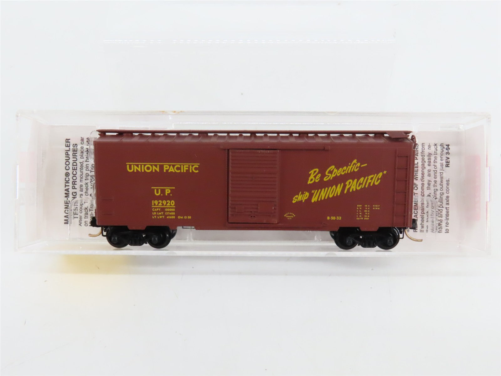 N Scale Micro-Trains 20620 UP Union Pacific 40' Box Car 192920 RTR