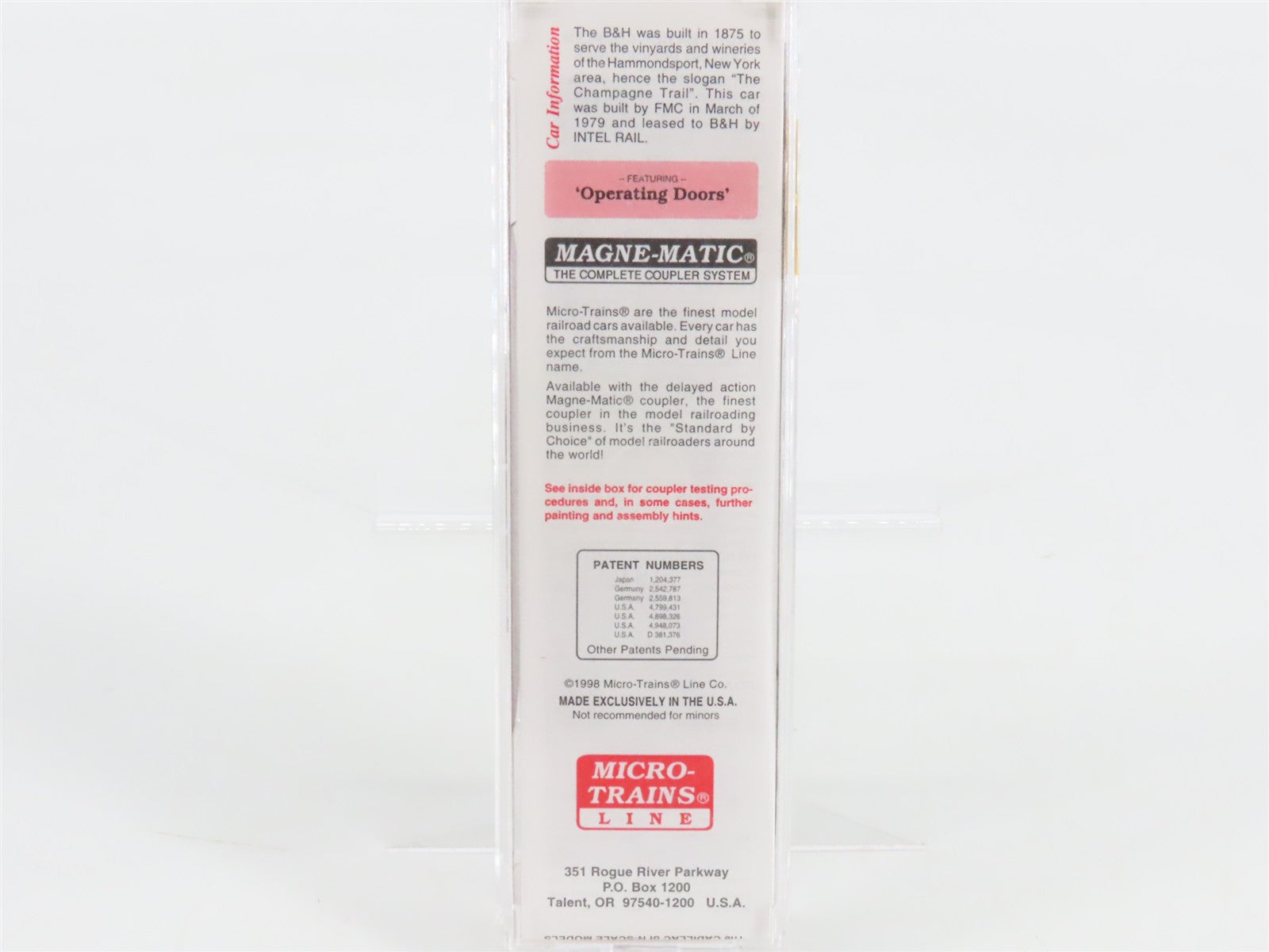 N Scale Micro-Trains 25380 BH Bath & Hammondsport 50' Rib Side Box Car 25105 RTR