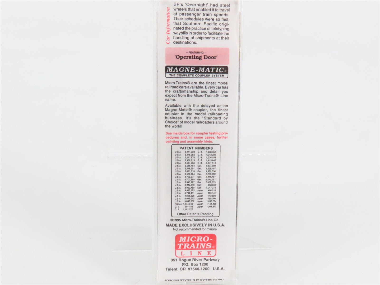 N Scale Micro-Trains 20090 SP Southern Pacific Overnight 40' Box Car 97940 RTR