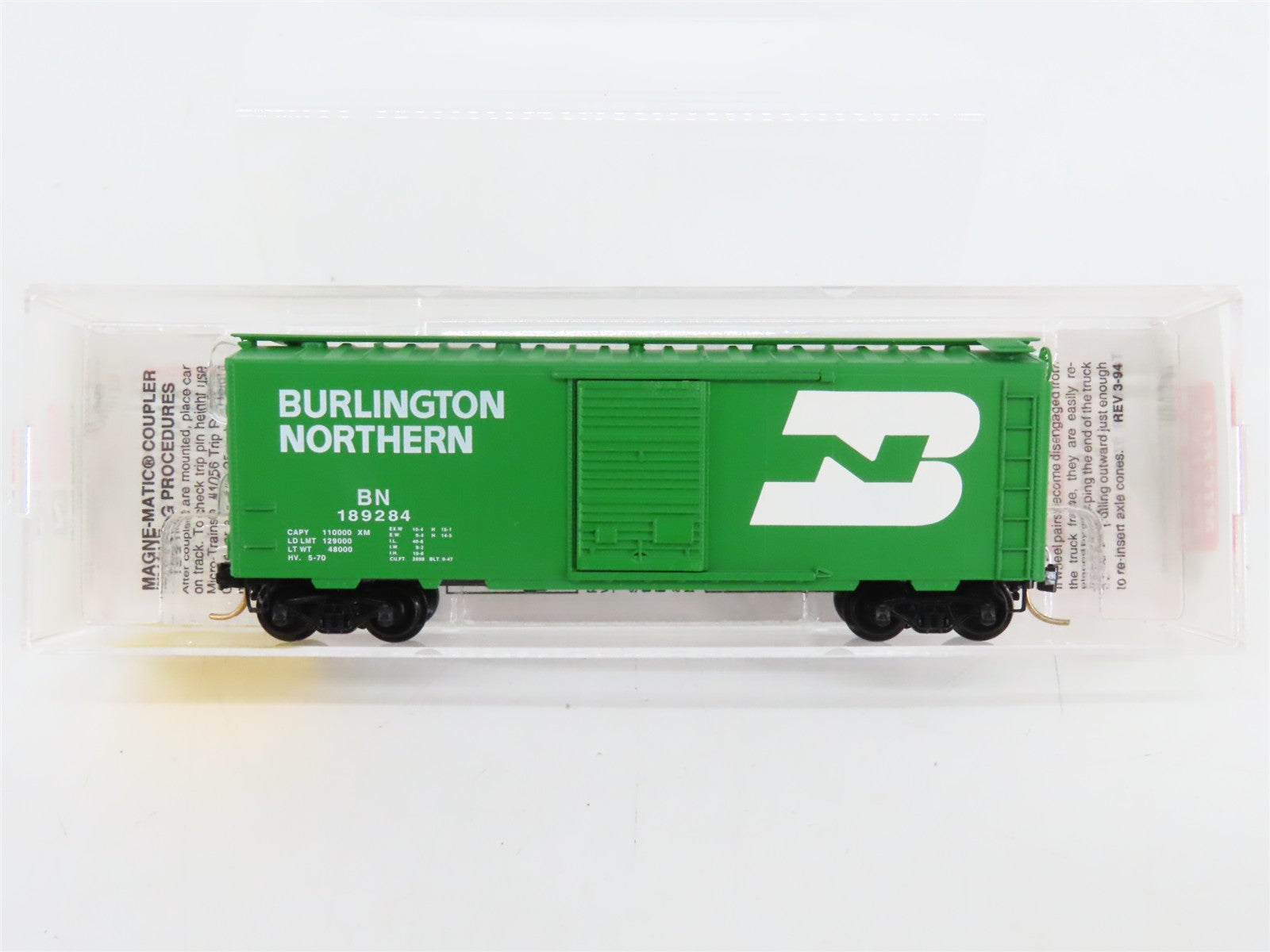 N Scale Micro-Trains 20306 BN Burlington Northern 40' Box Car 189284 RTR
