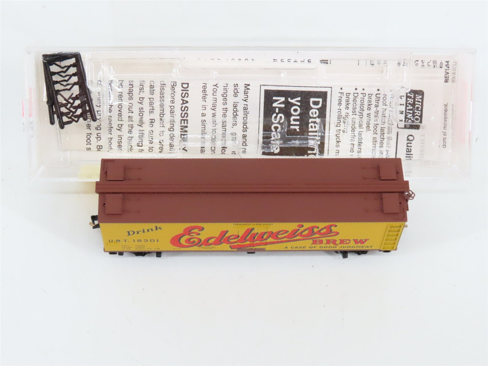 N Scale Micro-Trains 49430 URT Edelweiss Brew 40' Wood Reefer #18301 RTR