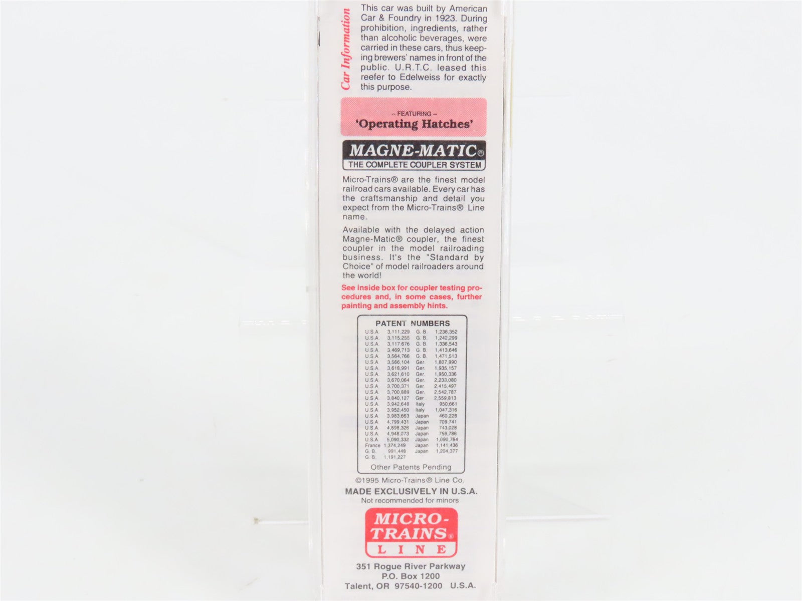 N Scale Micro-Trains 49430 URT Edelweiss Brew 40' Wood Reefer #18301 RTR