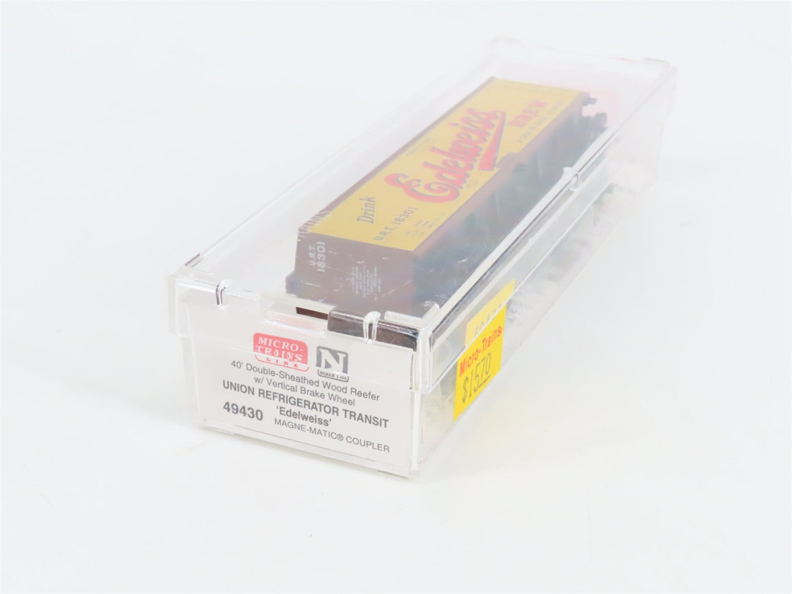N Scale Micro-Trains 49430 URT Edelweiss Brew 40' Wood Reefer #18301 RTR