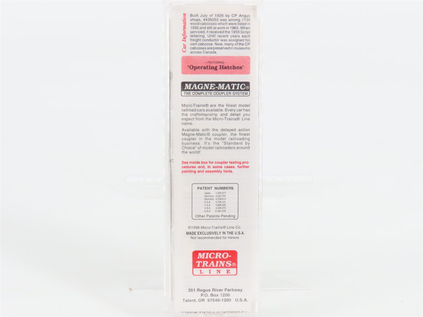 N Scale Micro-Trains 51010 CP Canadian Pacific 34' Caboose 435053 RTR