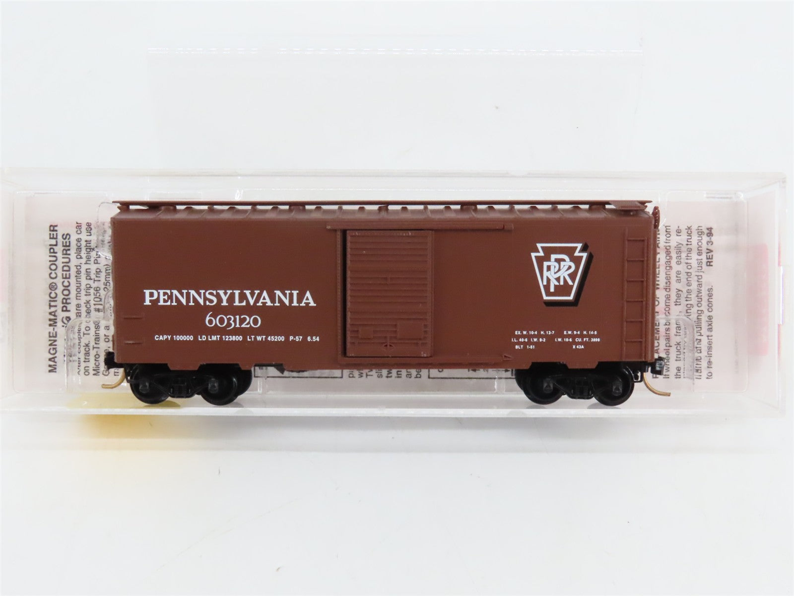 N Scale Micro-Trains 20780/2 PRR Pennsylvania 40' Box Car 603120 RTR