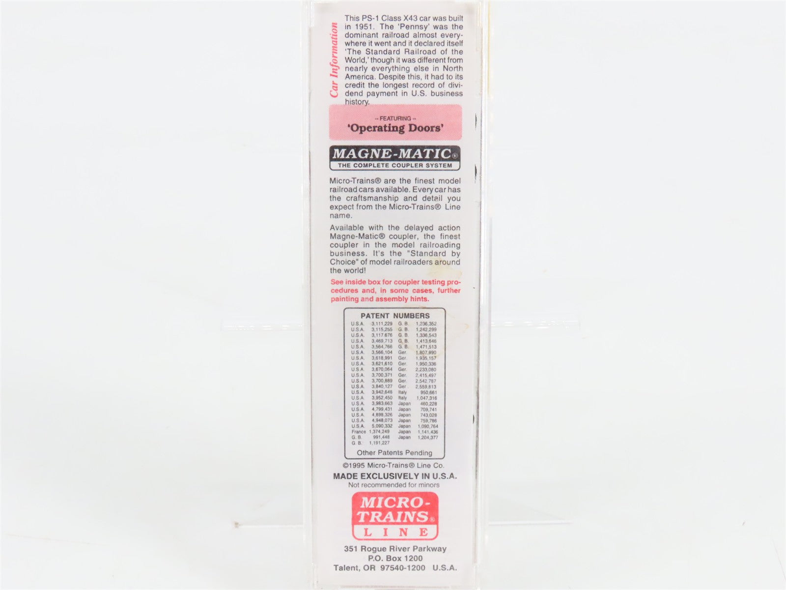 N Scale Micro-Trains 20780/3 PRR Pennsylvania 40' Box Car 603499 RTR