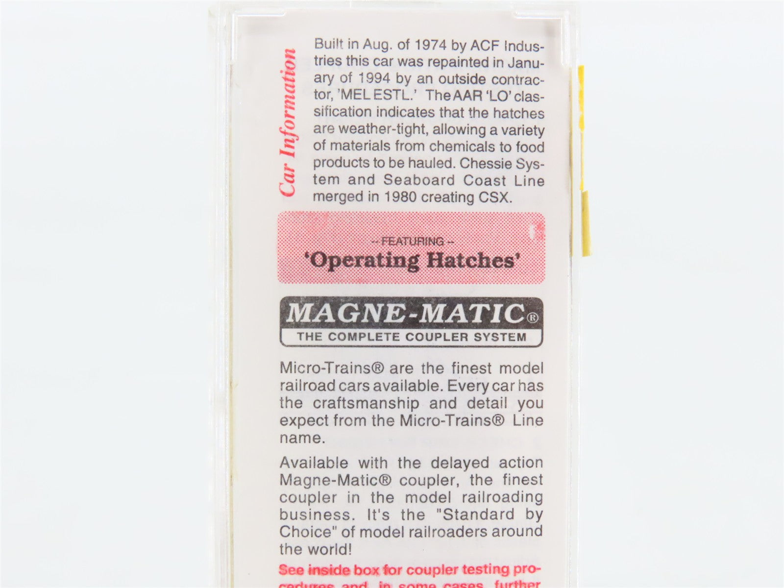 N Scale Micro-Trains MTL 94060 CSXT CSX 3-Bay Covered Hopper 254227 RTR