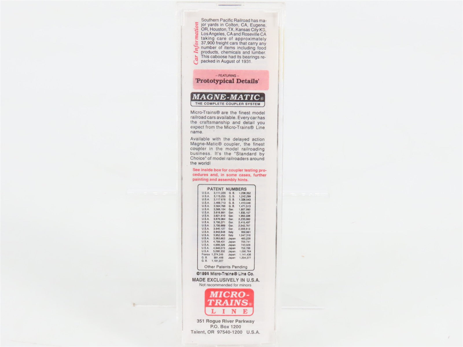 N Scale Micro-Trains 51150 SP Southern Pacific 34' Wood Sheathed Caboose 605 RTR